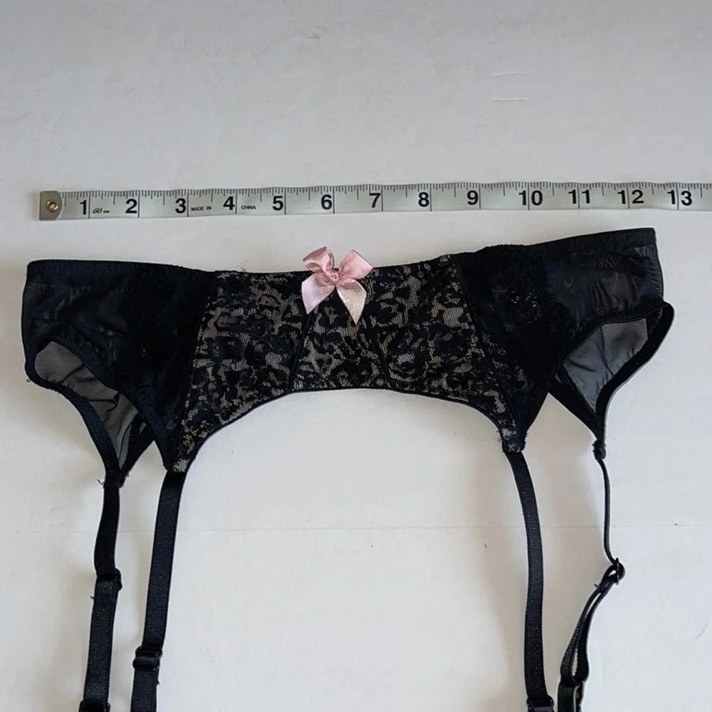 Victoria’s Secret Animal Print Under Black Lace Garter Belt